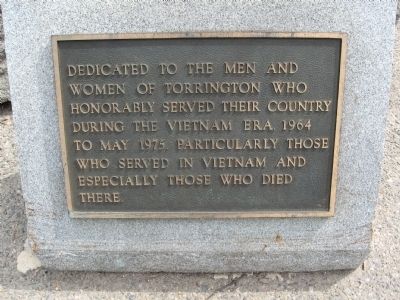 Torrington Vietnam Monument Marker. Click for full size. Torrington Vietnam Monument Marker image. Click for full size.