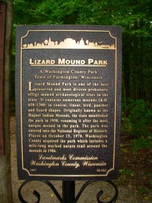 Lizard Mound Park Marker image. Click for full size.