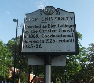 Elon University Marker. Click for full size. Elon University Marker image. Click for full size.
