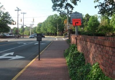 Back Side of the Elon University Marker Covered by Detour Sign image. Click for full size.