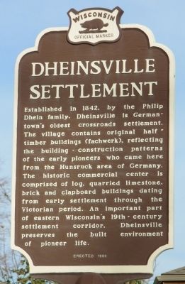 Dheinsville Settlement Marker. Click for full size. Dheinsville Settlement Marker image. Click for full size.