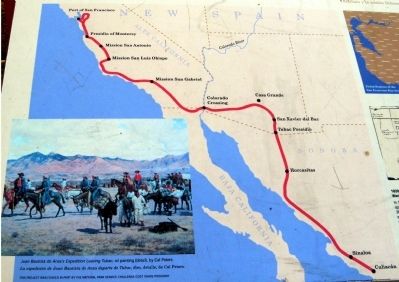 The Juan Bautista de Anza Trail Detail Map Displayed on Marker image. Click for full size.