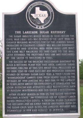 Lakeside Sugar Refinery Marker. Click for full size. Lakeside Sugar Refinery Marker image. Click for full size.