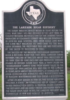Lakeside Sugar Refinery Marker image. Click for full size.