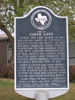 Town of Eagle Lake Marker image. Click for full size.