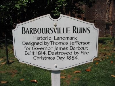 Barboursville Ruins Marker. Click for full size. Barboursville Ruins Marker image. Click for full size.