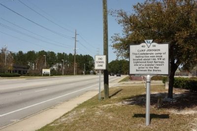 Camp Johnson Marker, as seen looking north along Parklane Road. Click for full size. Camp Johnson Marker, as seen looking north along Parklane Road image. Click for full size.
