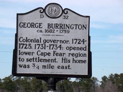 George Burrington Marker. Click for full size. George Burrington Marker image. Click for full size.
