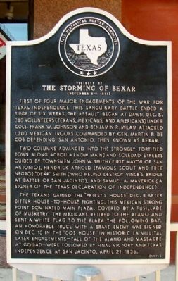 The Storming of Bexar Marker. Click for full size. The Storming of Bexar Marker image. Click for full size.