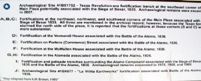 Map Key on Main Plaza Fortifications Marker. Click for full size. Map Key on Main Plaza Fortifications Marker image. Click for full size.