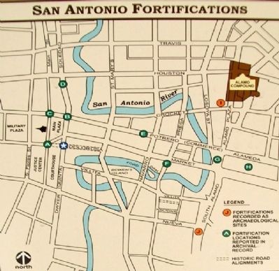 Map on Main Plaza Fortifications Marker. Click for full size. Map on Main Plaza Fortifications Marker image. Click for full size.
