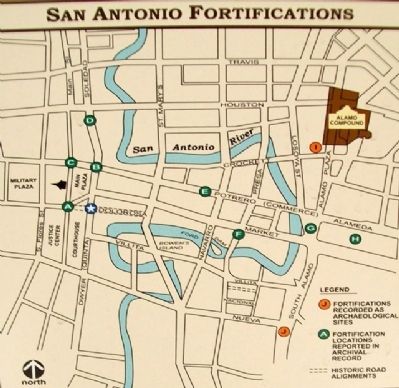 Map on Main Plaza Fortifications Marker image. Click for full size.