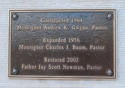 St Mary's Catholic Church South Entrance Dedication Plaque. Click for full size. St Mary's Catholic Church South Entrance Dedication Plaque image. Click for full size.