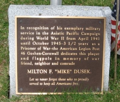 Milton F. "Mike" Dusek Memorial Marker. Click for full size. Milton F. "Mike" Dusek Memorial Marker image. Click for full size.