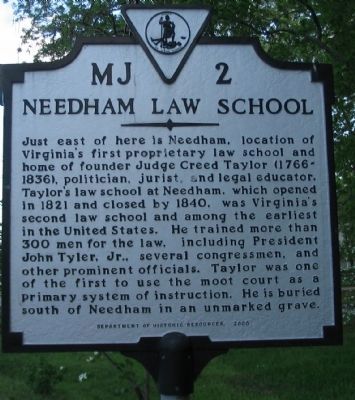 Needham Law School Marker image. Click for full size.