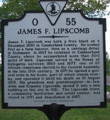 James F. Lipscomb Marker image. Click for full size.