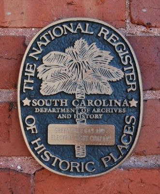 Greenville Gas and Electric Light Company Marker. Click for full size. Greenville Gas and Electric Light Company Marker image. Click for full size.