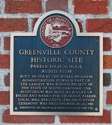 Parker High School Auditorium Marker. Click for full size. Parker High School Auditorium Marker image. Click for full size.