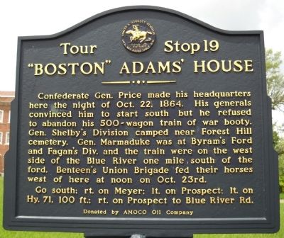 "Boston" Adams' House Marker image. Click for full size.