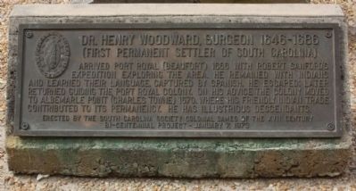 Dr. Henry Woodward, Surgeon 1646-1686 Marker image. Click for full size.