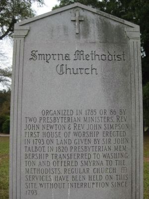 Monument at front of Smyrna Church site image. Click for full size.