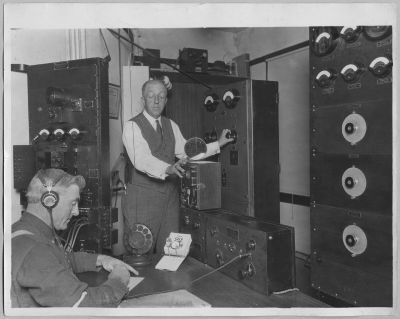 Prof. Charles Herrold Operating Radio Equipment image. Click for full size.