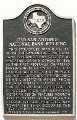Old San Antonio National Bank Building Marker image. Click for full size.