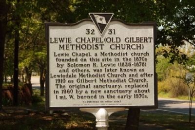 Lewie Chapel (Old Gilbert Methodist Church) Marker image. Click for full size.