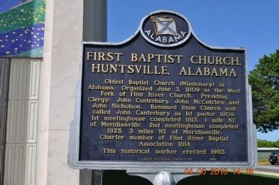 The First Baptist Church Huntsville Alabama Marker image. Click for full size.