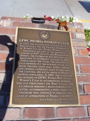 GFWC Peoria Woman's Club Marker. Click for full size. GFWC Peoria Woman's Club Marker image. Click for full size.