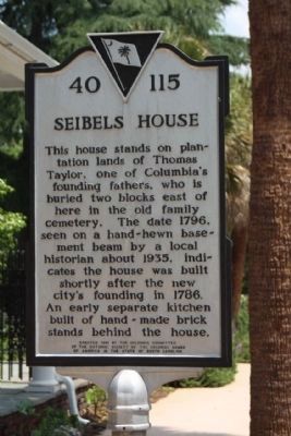 Seibels House Marker, reverse side image. Click for full size.