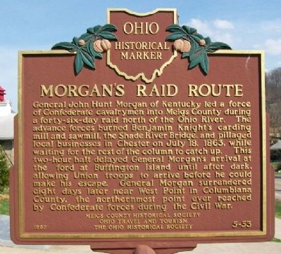 Morgan's Raid Route Marker (Side A) image. Click for full size.
