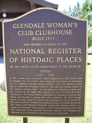 Glendale Woman's Club Clubhouse Marker image. Click for full size.