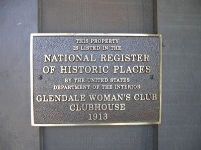 Glendale Woman's Club Clubhouse NRHP Plaque image. Click for full size.