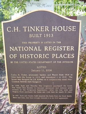 C. H. Tinker House Marker. Click for full size. C. H. Tinker House Marker image. Click for full size.