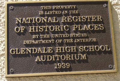 Glendale High School Auditorium Marker. Click for full size. Glendale High School Auditorium Marker image. Click for full size.