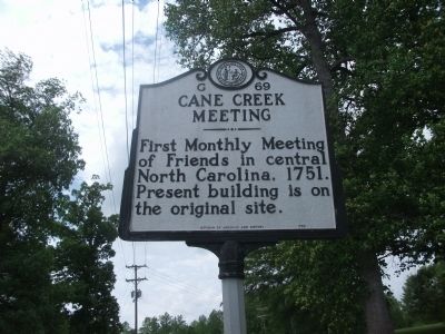 Cane Creek Meeting Marker. Click for full size. Cane Creek Meeting Marker image. Click for full size.