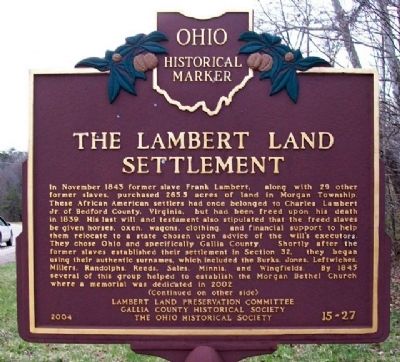 The Lambert Land Settlement Marker (Side A) image. Click for full size.