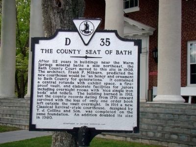 The County Seat of Bath Marker image. Click for full size.