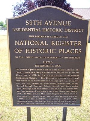 59th Avenue Residential Historic District Marker image. Click for full size.