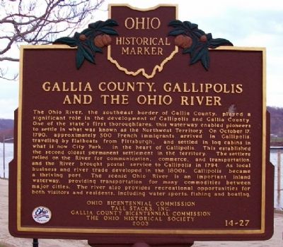 Gallia County, Gallipolis and the Ohio River Marker image. Click for full size.