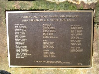 Bloomsbury Veterans Monument - Lower Plaque. Click for full size. Bloomsbury Veterans Monument - Lower Plaque image. Click for full size.