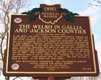The Landing of the Welsh in Gallipolis Marker (Side B) image. Click for full size.