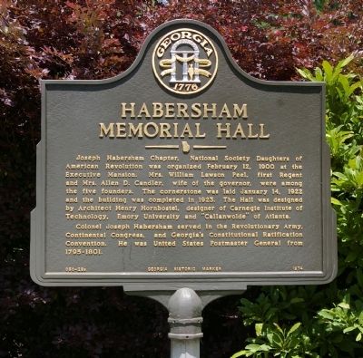 Habersham Memorial Hall Marker image. Click for full size.