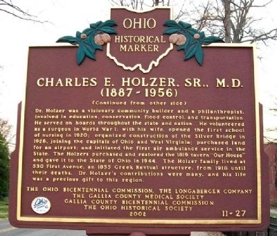 Charles E. Holzer, Sr., M.D. Marker (Side B) image. Click for full size.