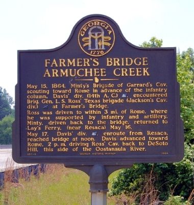 Farmer’s Bridge Armuchee Creek Marker image. Click for full size.