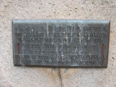 A Memorial to British Troops Who Died in the Old Meeting House Marker image. Click for full size.