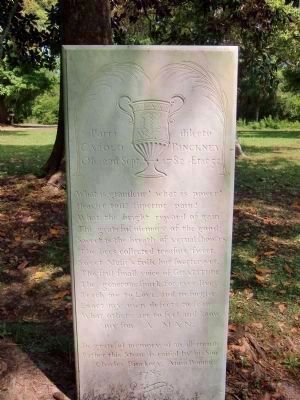 Monument to "Colonel" Charles Pinckney - a Loyalist and the preceding master of Snee Farm, image. Click for full size.