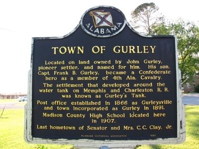 Town of Gurley Marker image. Click for full size.
