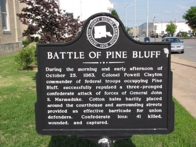 Battle of Pine Bluff Marker image. Click for full size.